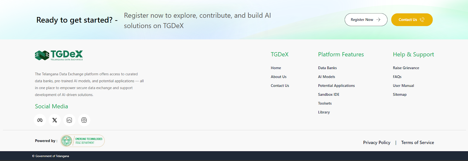 Call to Action and Footer section
