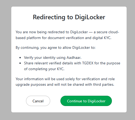 Redirecting to DigiLocker consent screen
