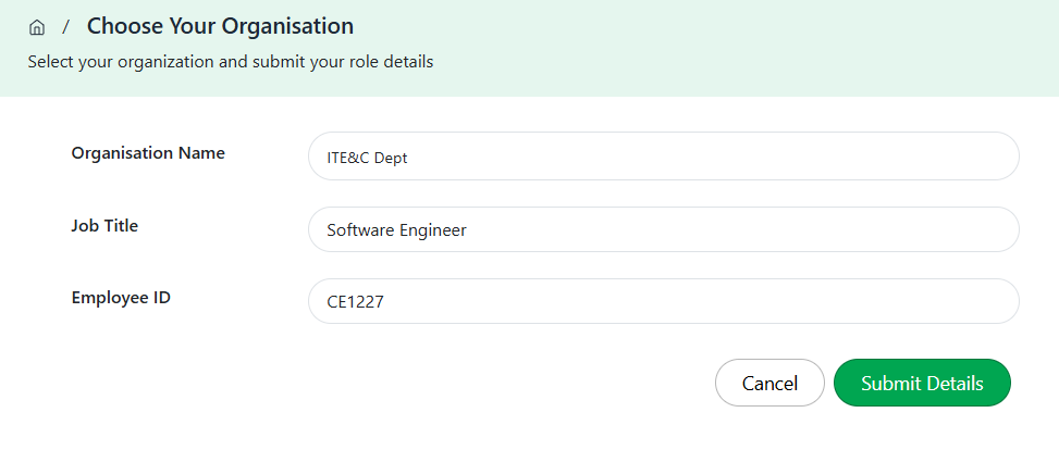 Entering Job Title and Employee ID