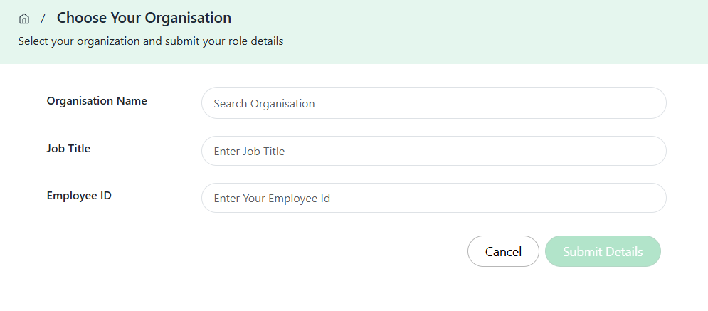 Join Organisation Form